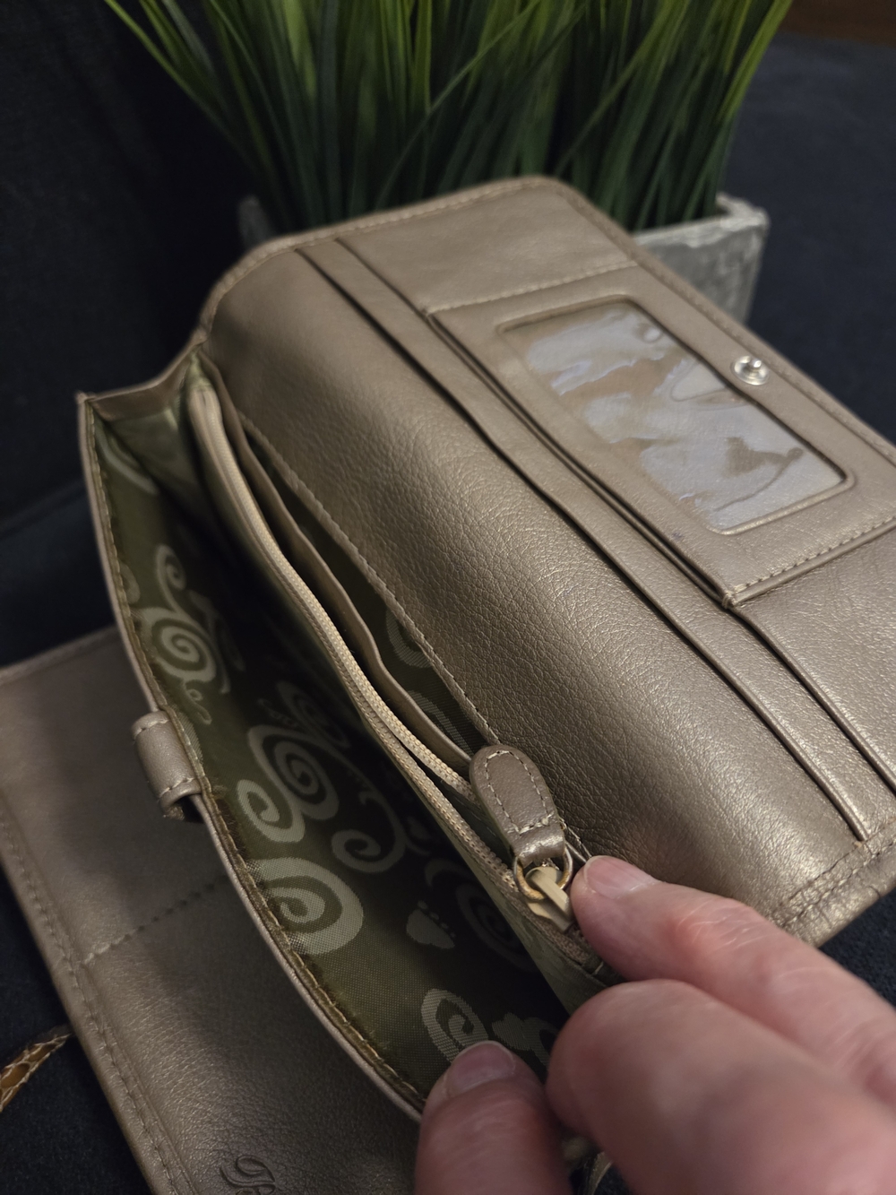 Brighton Gold Snake-Embossed Crossbody Wallet with Silver-Tone Accent - Picture 4 of 14